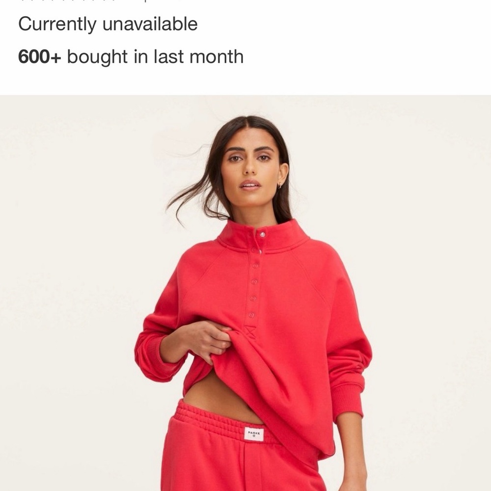 Parke x Target NWT XS Red Snap-Front Pullover Sweatshirt